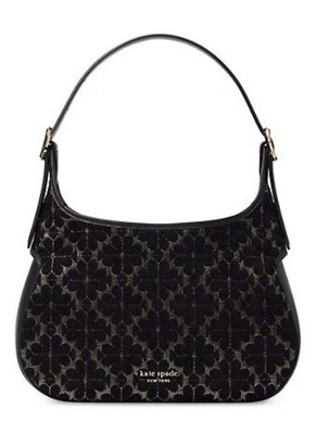 Nwt Kate Spade Flower Jacquard Lurex $328 Black Hobo Crossbody Handbag