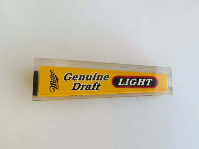 Vintage MGD Miller Genuine Draft Light Four-Sided Acrylic Beer Tap Handle NEW