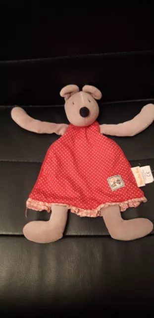 DOUDOU MOULIN ROTY La grande famille SOURIS plat robe rouge gris TBE
