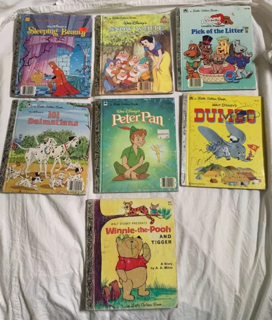 A Little Golden Book Lot of 7 Vintage Childrens Books Walt Disney Pound Puppies