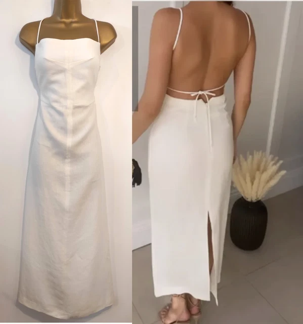 ZARA OYSTER WHITE Open Back Linen Blend Midi Dress Size M Limited Edition 36.06 - PicClick UK ZARA OYSTER WHITE Open Back Linen Blend Midi Dress Size M Limited Edition 36.06 - PicClick UK