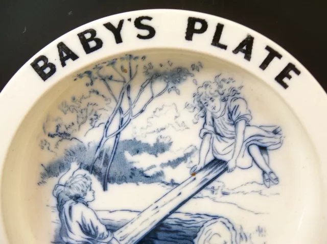 English Carlton Ware Early 1900s Lipped Baby Plate Dish Marked Seesaw 2