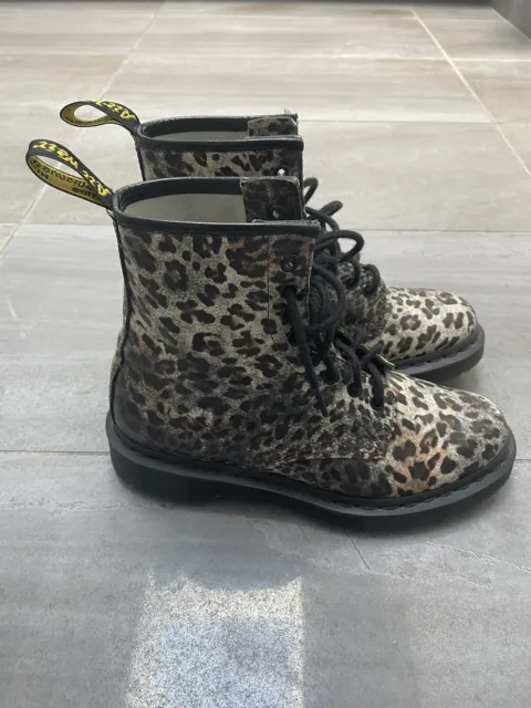 Dr Doc Martens Leopard Print Boots Womens Size 7, UK5