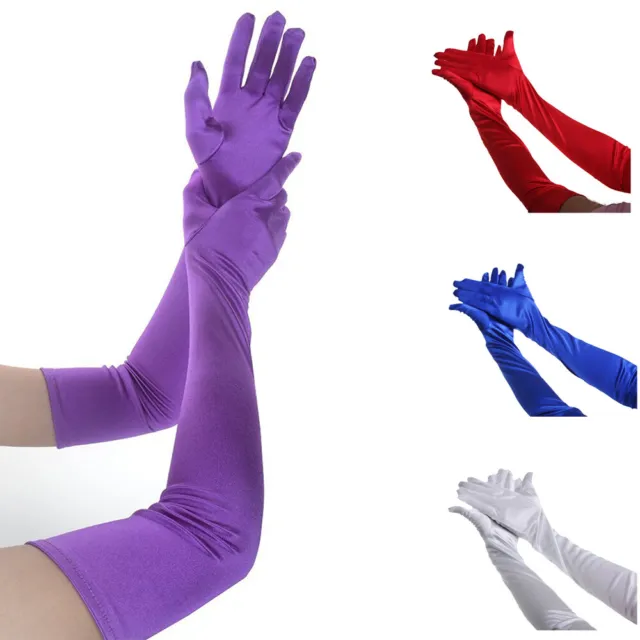 Womens Satin Evening Gloves 21'' Long Party Dance Elbow Length Opera Gloves US