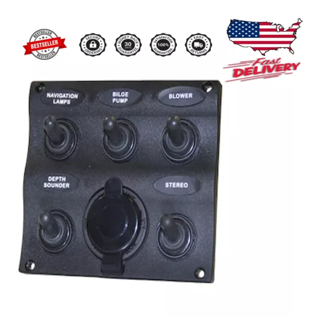 Durable Marine 5 Way Switch Panel: Black Finish for Enhanced Boat Navigation