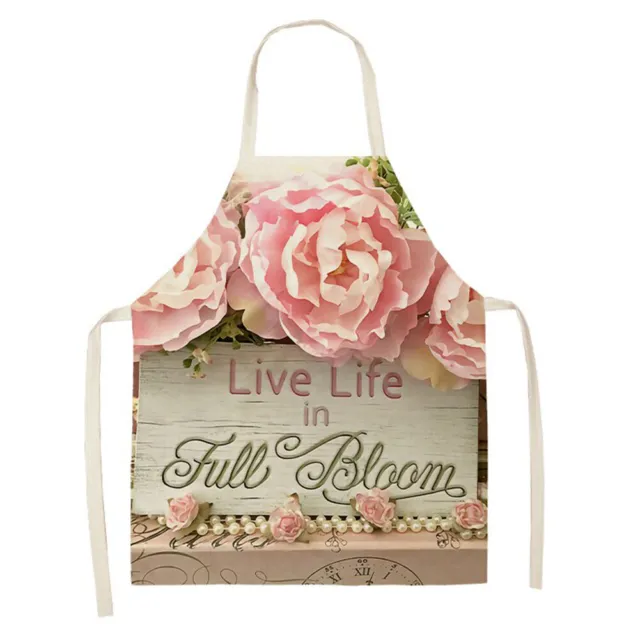 fr Waterproof Kitchen Cooking Apron Rose Pattern BBQ Parties Bib (68*55cm)