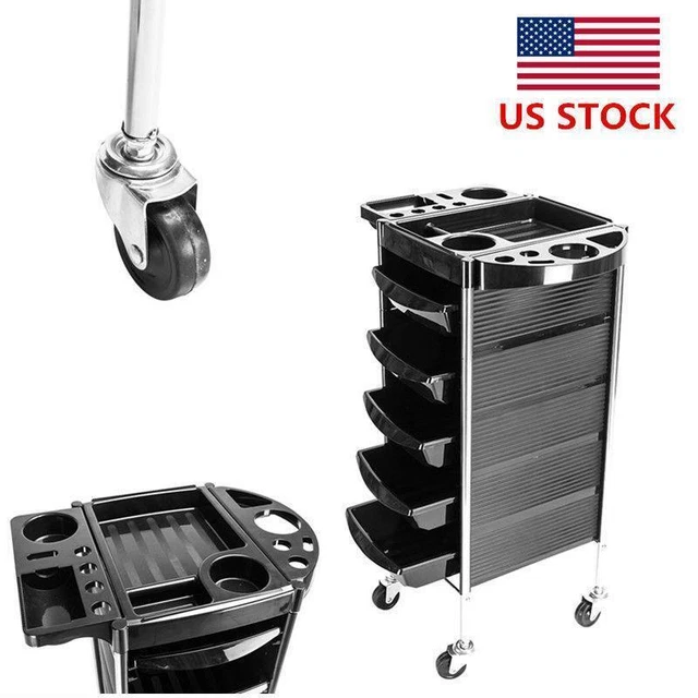 Beauty Salon Styling Roller Station 5 Drawer Trolley Cart Barber Equipment Black Beauty Salon Styling Roller Station 5 Drawer Trolley Cart Barber Equipment Black