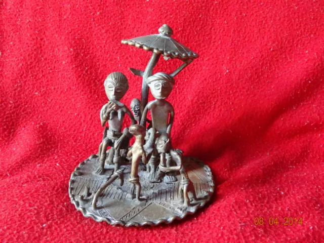 World Rare Vintage African Tribal People Liberian Hand Carved Brass Fine Art #07