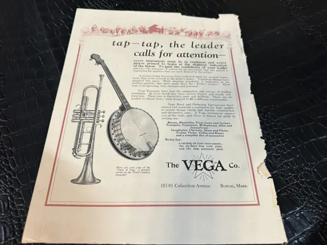 VINTAGE MAGAZINE AD #A058- 1920s - MUSICAL INSTRUMENTS Vega Banjo