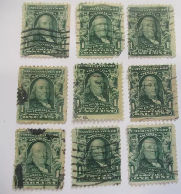 (9)  U.S. USED  Sc#300  NOTHING FANCY CANCEL" See Pic