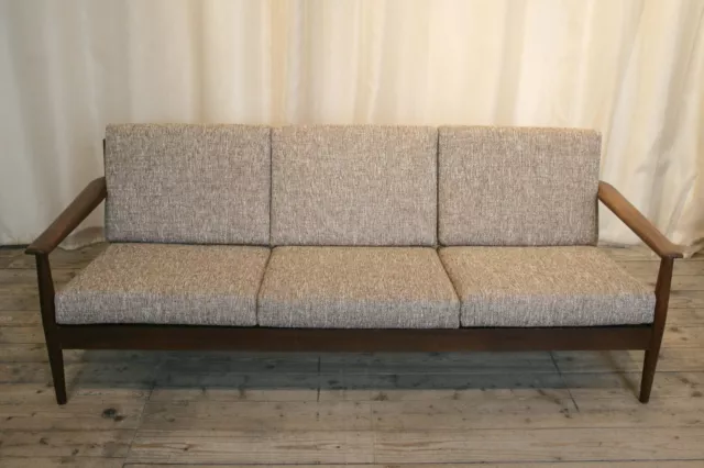 Mid-century Authentic Danish Sofa restored in Italian Fabric Linen Boucle