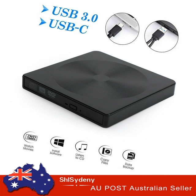 USB 3.0 External CD DVD RW Writer Slim Drive Burner Reader Player For PC Laptop