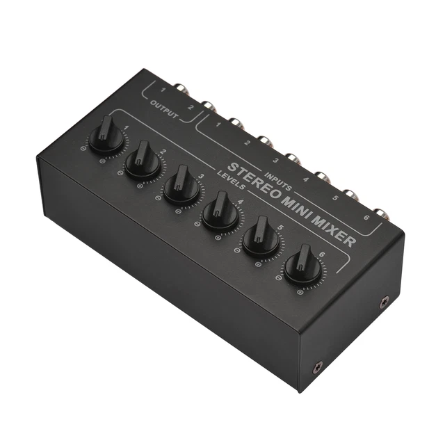 Stereo 6 Channel Passive Mixer RCA Portable Audio Mixer 6 In 2 Out UK M6U5