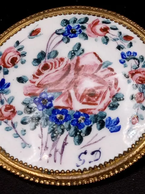 Grosse Broche En Porcelaine Sur Bronze/ Bouquet De Pivoines Peintent ...../Ga3 3