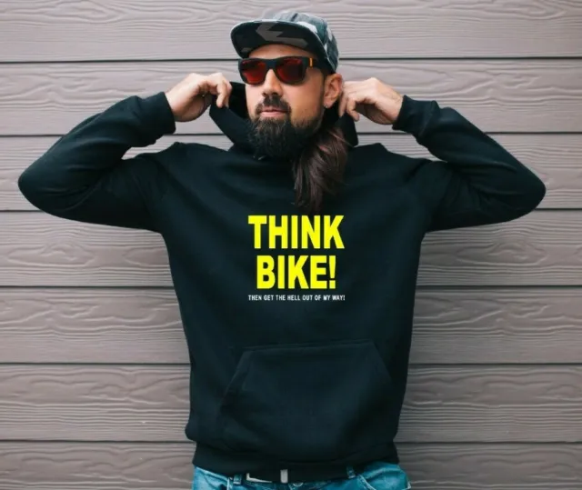 Think Bike - Mens Hoodie Hoody Motorbike Biker Gift Super Motorcycle Safety Top