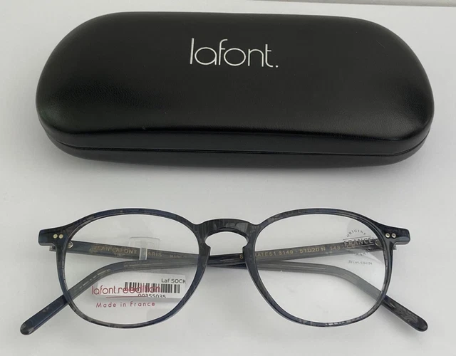 Monture Lunettes Traction Production Pasquale Blunoir - Acétate Et Titane, Bleue, Ronde, Made In France