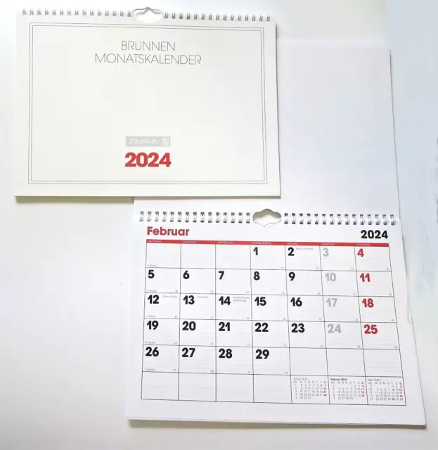 Brunnen Monatskalender Kalender 2024 Wandkalender A4 quer Wire-O Almanach Monat