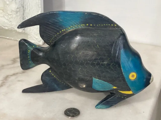 Tropical Fish Hand Carved Sculpture Hand Painted Life-Sized Parrotfish 8-1/2”