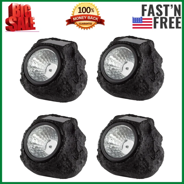 Set of 4 LED Solar Landscaping Lights that Look Like Rocks