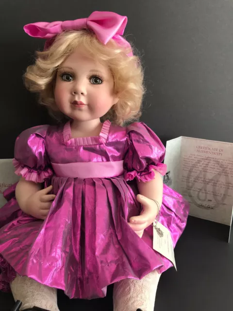 Marie Osmond Porcelain Doll Lame 14” Sitting w/COA,Bracelet &Tag 1350/3000  D24