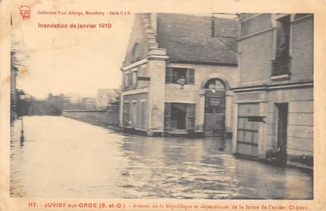 CPA 91 JUVISY SUR ORGE / INONDATION 1910 / Av.DE LA REPUBLIQUE ET DEPENDANCES