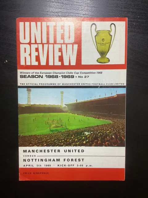 1968-69 Manchester United v Nottingham Forest Division 1 Football Programme