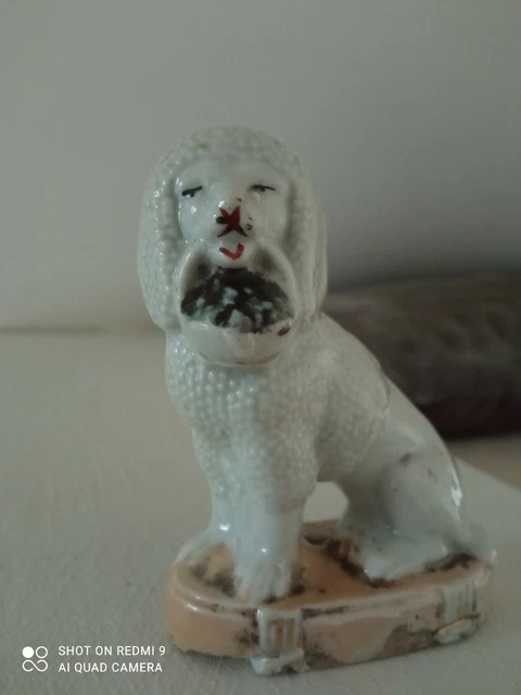Broche Ancienne En Céramique Représentant Un Caniche - Années 1950, Vintage