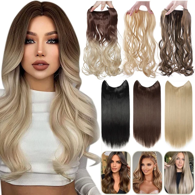 One Piece Real Natural Hidden Secret Wire in Hair Extensions As Human Hair Peice