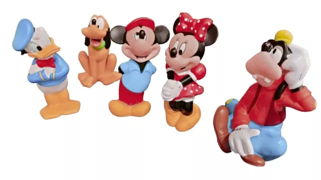 Vintage Plastic Disney Characters big 5" height Mickey Minnie Pluto Goofy Donald