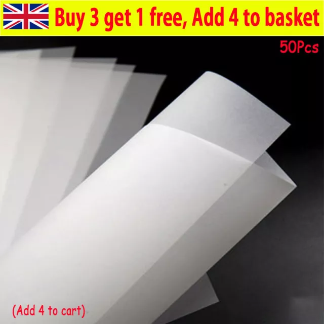 50 x A4 Vellum Translucent Tracing Paper 53gsm for Cardmaking Arts & Crafts