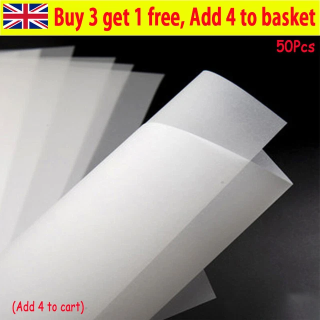 50 x Papel de trazado translúcido pergamino A4 53gsm para fabricación de tarjetas Arpd