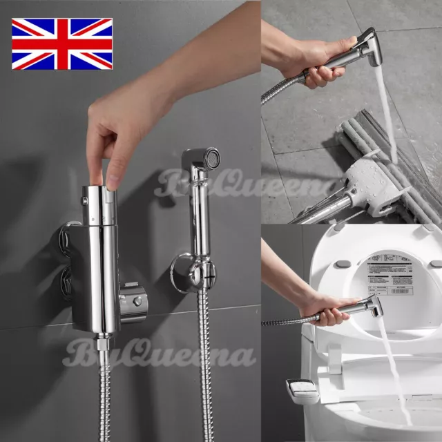 Thermostatic Chrome Bidet Douche Spray Muslim Shataff Shower Toilet Brass Kit