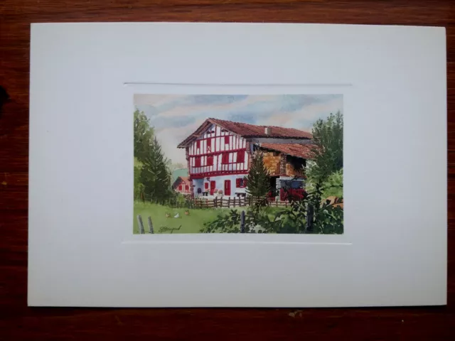 FERME BASQUE   aquarelle Dominique BRUYANT carte postale postcard