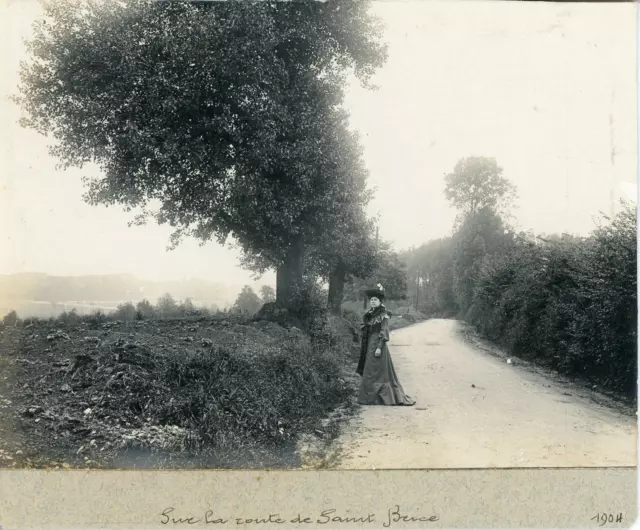 France, Sur la route de Saint-Brice 1904, Vintage silver print Vintage silver pr