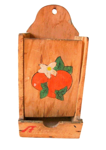 Antique Match Safe Wooden Wall Los Angeles California Oranges Early 20th Century