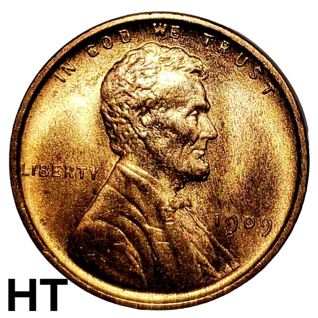 1909 Vdb Lincoln Wheat Cent Penny, Nice Uncirulated Popular 1St Year Mint Coin!