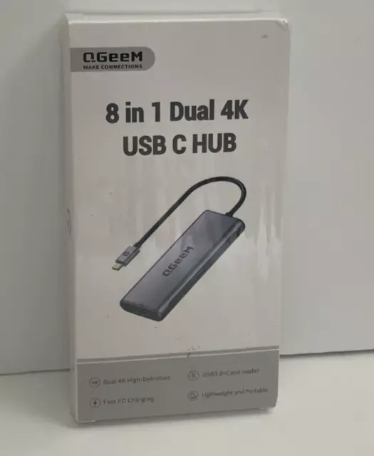 QGeeM 8-In-1 Dual 4K USB-C Hub Type C To USB 3.0 4K HDMI Adapter For Macbook Pro