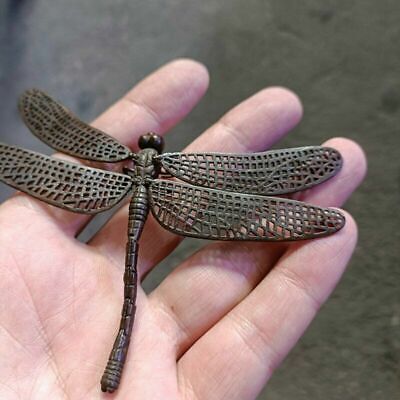 Exquisite Old Chinese bronze copper handmade dragonfly statue 6159