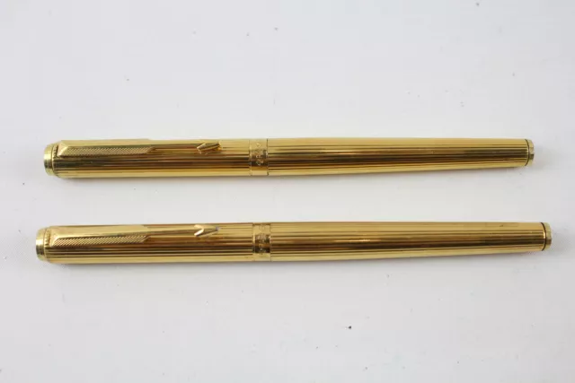 Parker 95 Fountain Pens Vintage Gold Plate Casing Gold Plate Nib Writing x 2 Parker 95 Fountain Pens Vintage Gold Plate Casing Gold Plate Nib Writing x 2