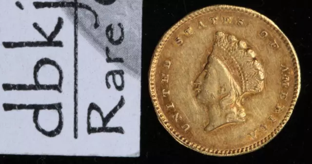 1854 $1 Indian Princess Dollar - Gold - Type 2 - Mount Removed