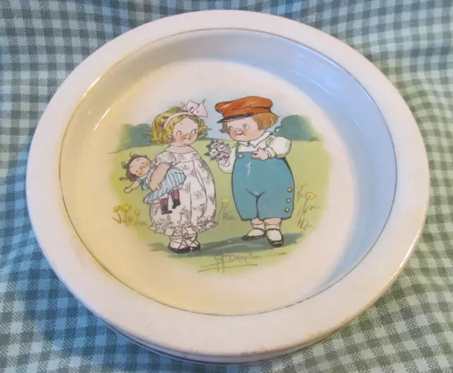 Antique 20s Dolly Dingle BUFFALO POTTERY Baby Toddler Feeding Dish~Grace Drayton