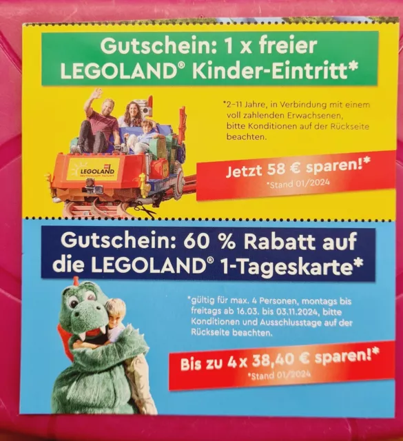 🌺  Gutscheine Legoland  Günzburg 1 KIND frei /60% 1,2,3 bis 4 Personen 🌺 2024