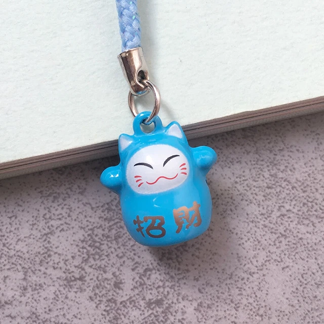 Lucky Cat Keychain Cute Cartoon Metal Bell Car Bag Pendant Keychains Lanyard -wf