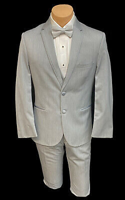 Boys Michael Kors Grey Tuxedo Suit with Flat Front Pants & Vest Boys Size 4