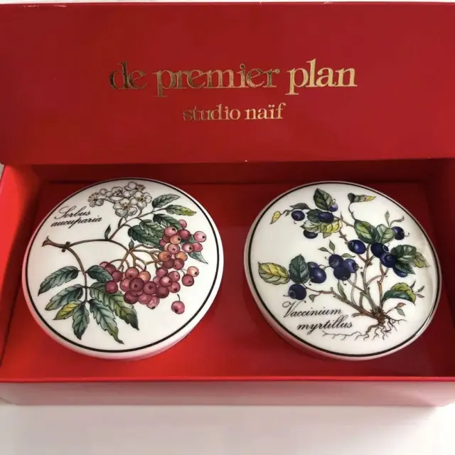 Villeroy & Boch Small-Sized Ceramic Canister Set of 2 Plant Motif White Lid Box