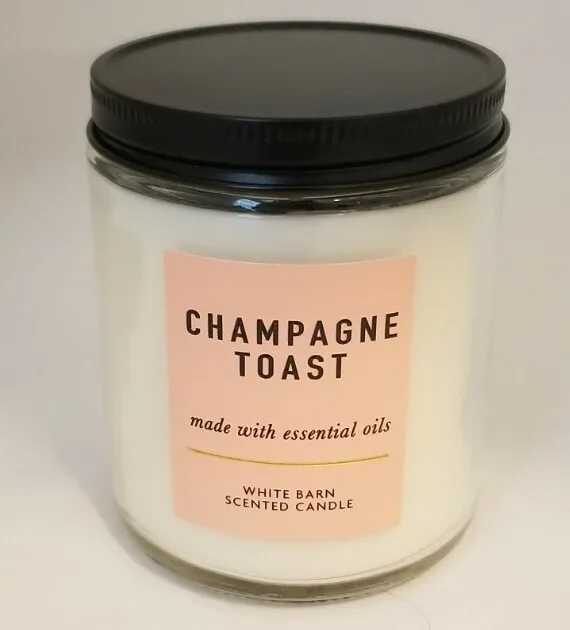 BATH & BODY WORKS Champagne Toast Scented Candle Essential Oils Single Wick NEW