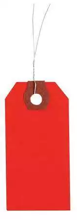 Zoro Select 4Wkx1 2-3/8" X 4-3/4" Red Paper Wire Tag, Includes 12" Wire, Pk1000