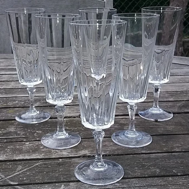 lot 6 verres à Champagne Cristal d'Arques Modèle Versailles France