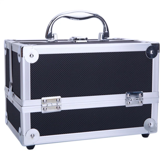 9in Handle Aluminum Makeup Train Case Jewelry Box Cosmetic Storage Organizer US
