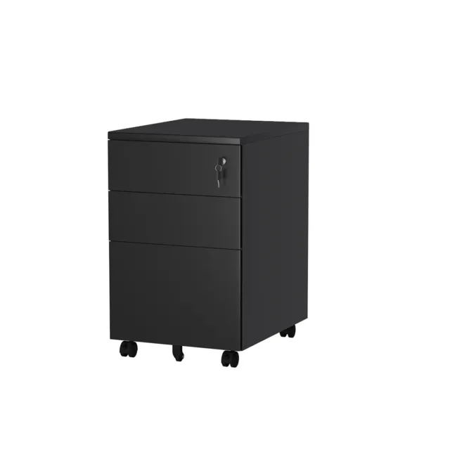 Mobile Filing Cabinet Drawer Lockable Pedestal File Storgae Cupboard 3 Drawer BK